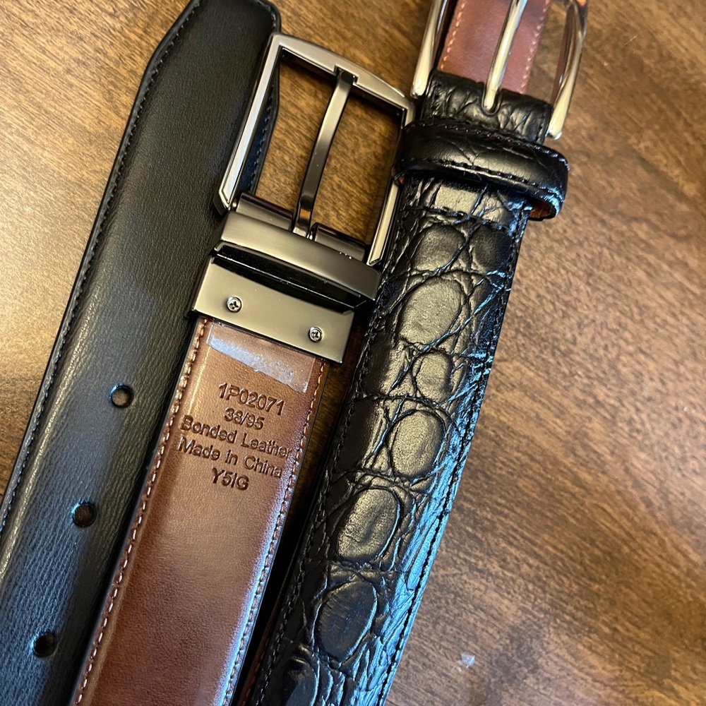 Set of 2 men’s leather belts in 45-46” size - Picture 2 of 4